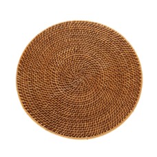 Woven Round Rattan Dining Placemat Brown 38 cm