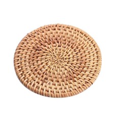 Woven Round Rattan Drink Coaster Natural 13 cm