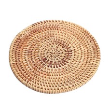 Woven Round Rattan Drink Coaster Natural 16 cm