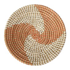 Round Rattan Dining Placemat Natural Brown White 38 cm