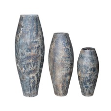 Black Brown Cracked Painted Vase Set of 3