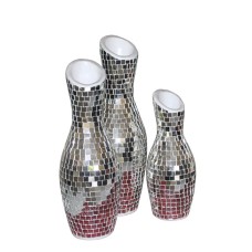 Grey Purple Mosaic Vase Set of 3