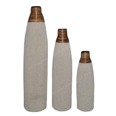 Vase White Sand With Banana Bark Set of 3