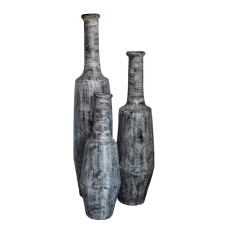 Black White Wash Painted Vase Set of 3