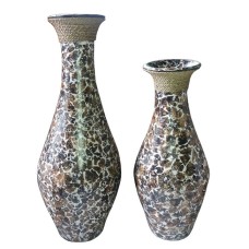 Black Brown Egg Shells Vase With Rope Set of 2