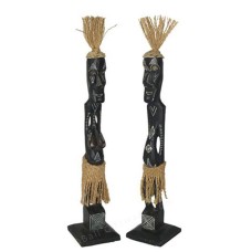 Couple Tribe Primitive Wooden Statue 30 cm