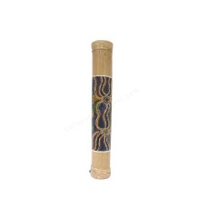Natural Bamboo Rainstick Blue Green Painted Aborigine 40 cm