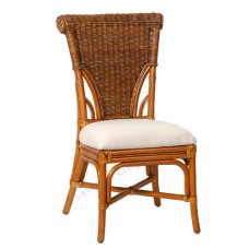 Rattan Novara Dining Chair Natural Brown With Cushion