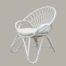 White Rattan Sun Flower Chair White Cushion