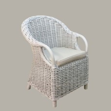 White Rattan Alda Chair White Cushion