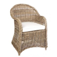 Grey Wash Rattan Alegra Chair White Cushion