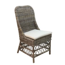 Grey Wash Rattan Daniel Chair White Cushion