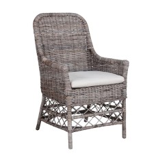 Grey Wash Rattan Marisa Chair White Cushion