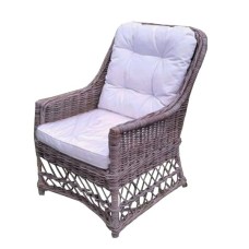Grey Wash Rattan Andrea Chair White Cushion