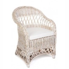 White Wash Rattan Angela Chair White Cushion