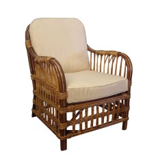 Rattan Antonio Chair Brown White Cushion