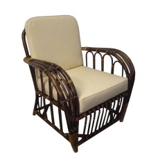 Rattan Carina Chair Dark Brown White Cushion