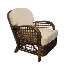 Dark Brown Rattan Elda Chair White Cushion