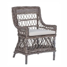 Grey Wash Rattan Elena Chair White Cushion