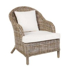 Grey Wash Rattan Armando Chair White Cushion