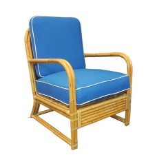 Natural Rattan Isabella Chair Blue Cushion