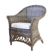 Grey Wash Rattan Marco Chair White Cushion