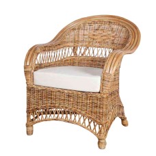 Rustic Rattan Natalia Chair White Cushion