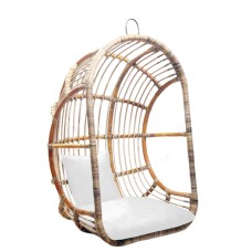 Natural Rattan Marta Hanging Chair White Cushion