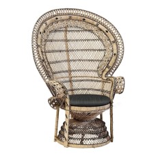 Natural Black Rattan Peacock Chair Black Cushion