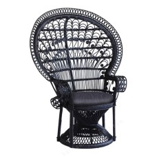 Black Rattan Peacock Chair Cushion Black