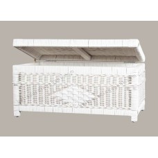 White Woven Rattan Trunk Storage Rectangle 