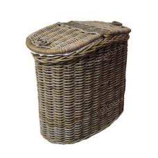 Rattan Laundry Hamper Grey Wash Finish