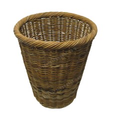 Tapered Rattan Waste Basket Honey Brown Finish