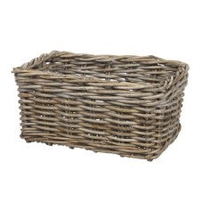 Rectangular Rattan Basket Pale Grey Finish