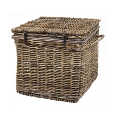 Rattan Square Storage Grey Washed Finish