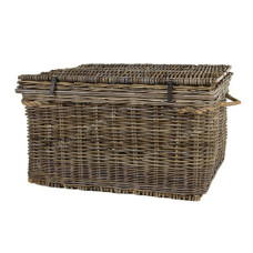 Rattan Trunk Storage Grey Washed Finish