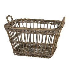 Rattan Rectangular Herring Basket Grey Finish