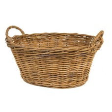 Woven Rattan Oval Basket Honey Brown Finish