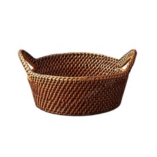 Woven Rattan Bread Basket Brown Finish