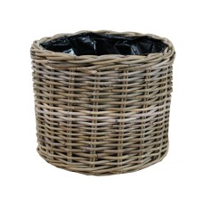 Round Rattan Basket Grey Wash Finish