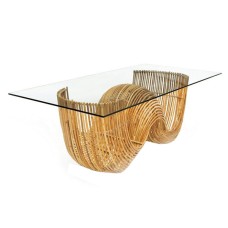 Brown Rattan Cesar Cocktail Table Clear Glass