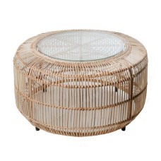 Natural Rattan Irene Lounge Table Clear Glass