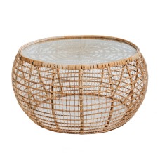 Natural Rattan Julia Lounge Table Clear Glass