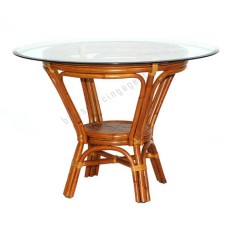 Rattan Carena Round Dining Table Natural With Glass