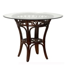 Rattan Beni Round Dining Table Dark Brown With Glass