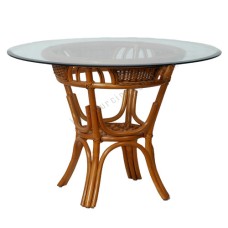 Rattan Aurora Round Dining Table Natural With Glass