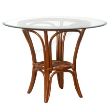 Rattan Mirella Round Dining Table Brown With Glass