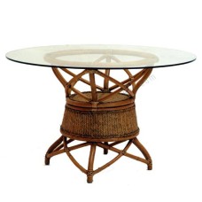 Rattan Belinda Round Dining Table Brown With Glass