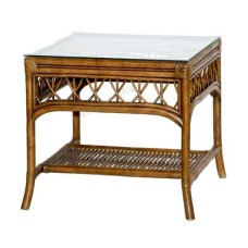 Rattan Marconi End Table Candy Brown With Glass