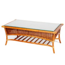 Rattan Lozano Coffee Table Natural With Glass